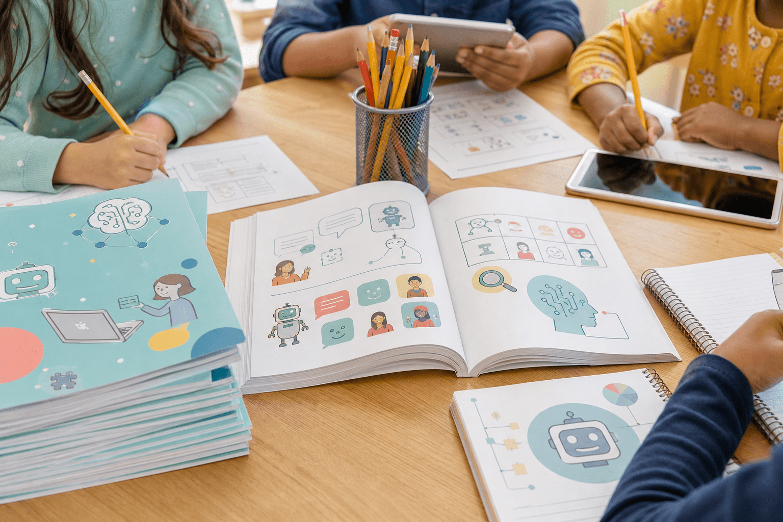 AI literacy textbook and classroom workbook materials.